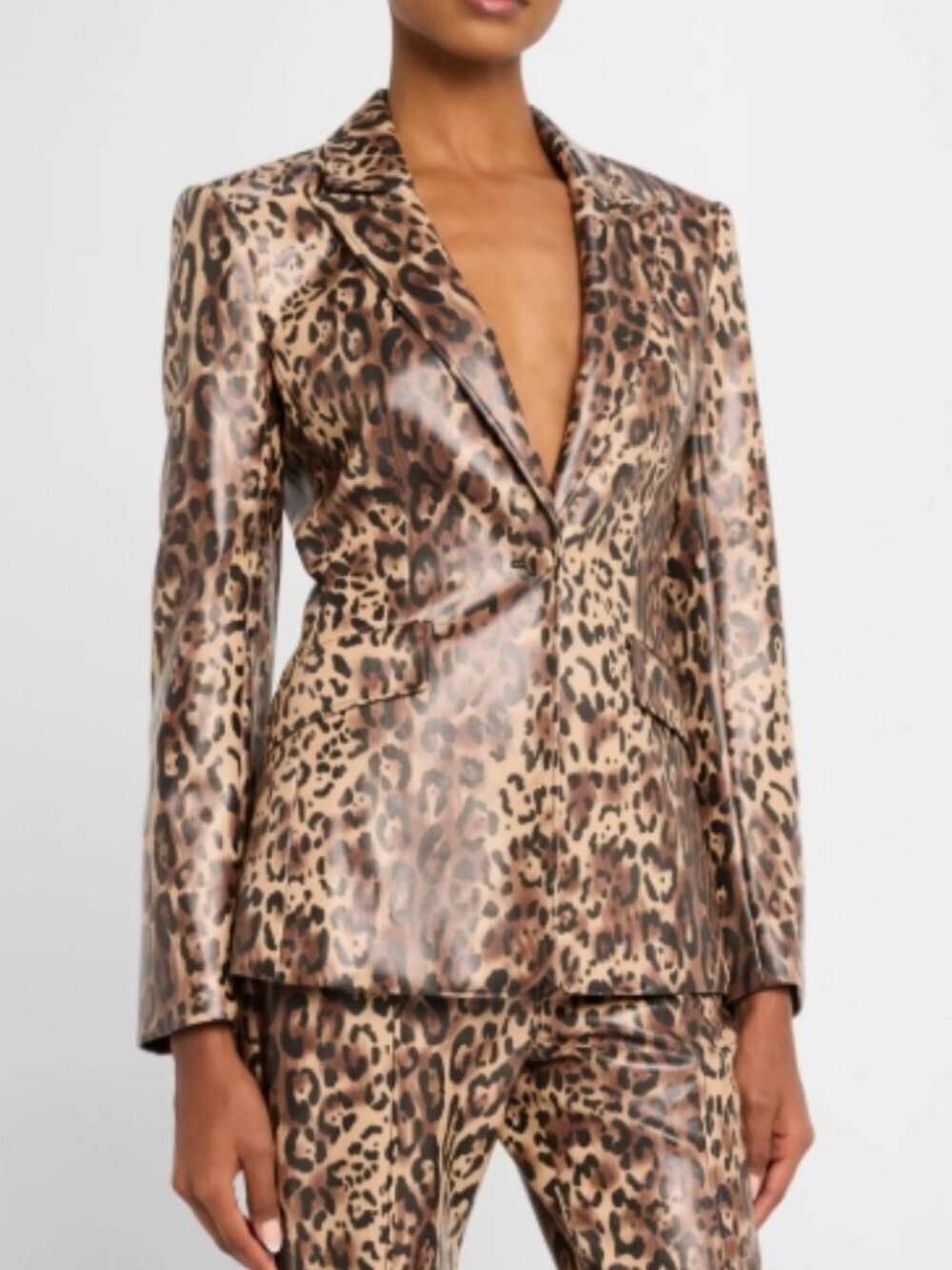 Cinq à Sept Cheyenne Leopard Faux Leather Blazer – Size 4 – NWT